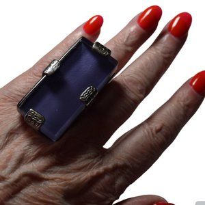 Huge Large Purple METAL POINTUS Statement Ring Rare  Size 7
